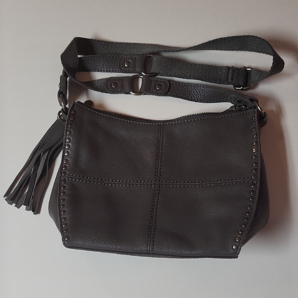 The Sak Gray Leather Crossbody Bag